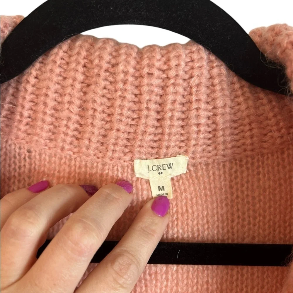 J. Crew Blush Pink Mohair Wool Blend Dolce Shawl Collar Sweater Women’s Sz Med
